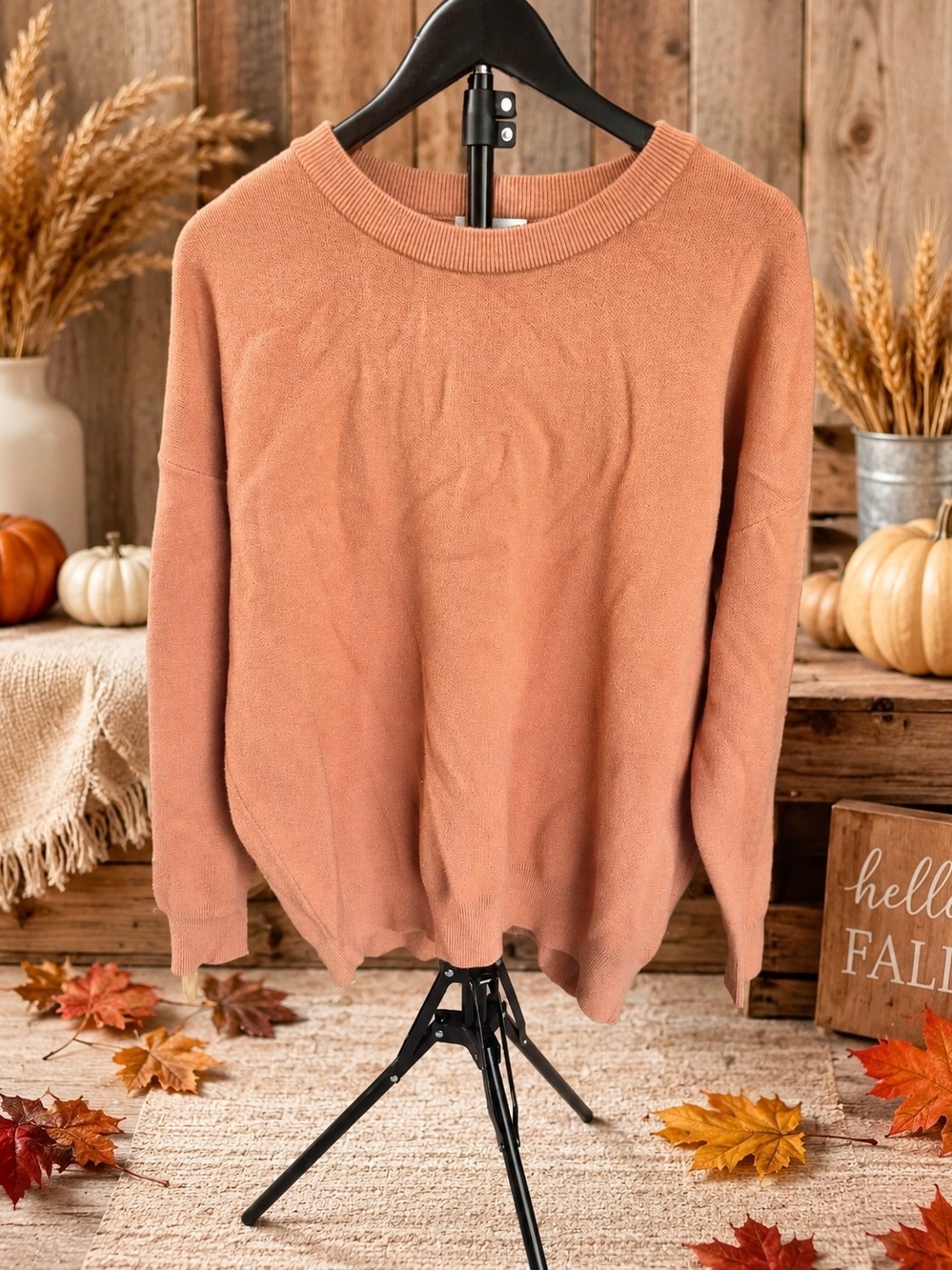 Be Cool Terracotta Oversized Crewneck Knit Sweater - SizeM/L